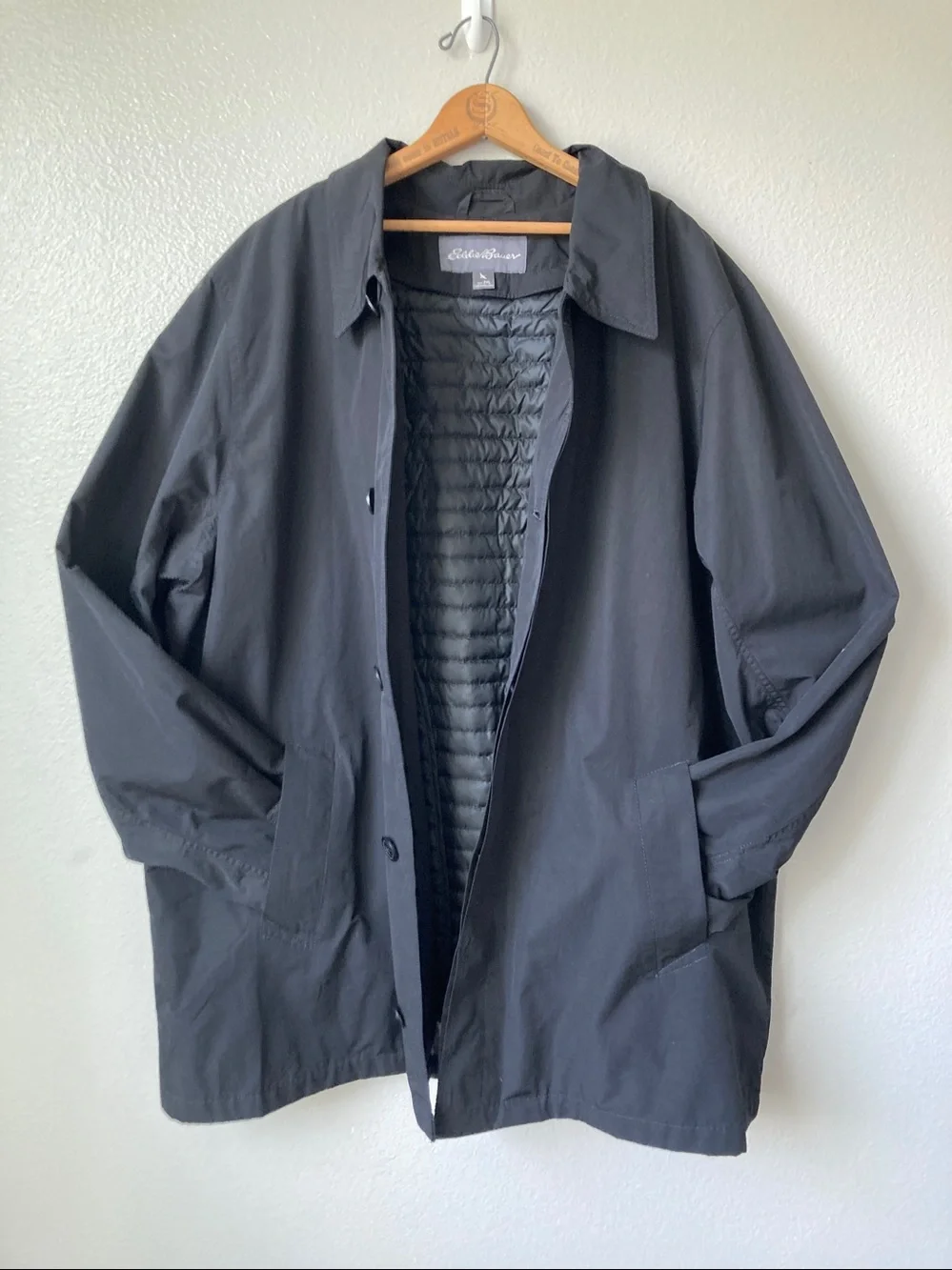 Eddie Bauer coat jacket quilted down zip out lining plaid lined sz 2xl